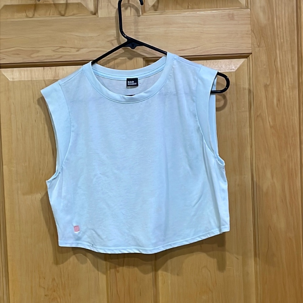 BOGO Bad Habit blue cap sleeve crop top size s